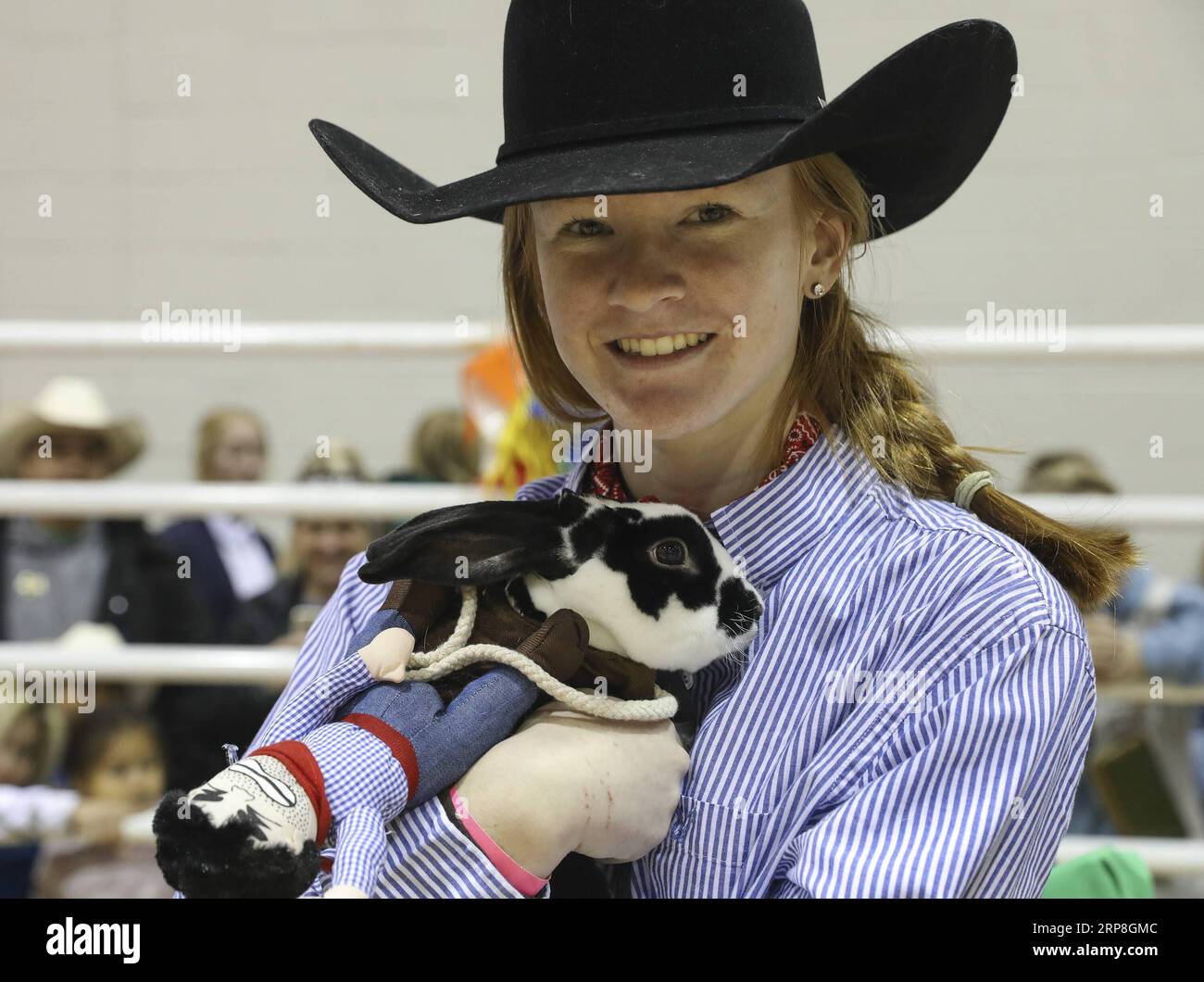 (190305) -- HOUSTON, March 5, 2019 -- A girl is seen with her rabbit ...