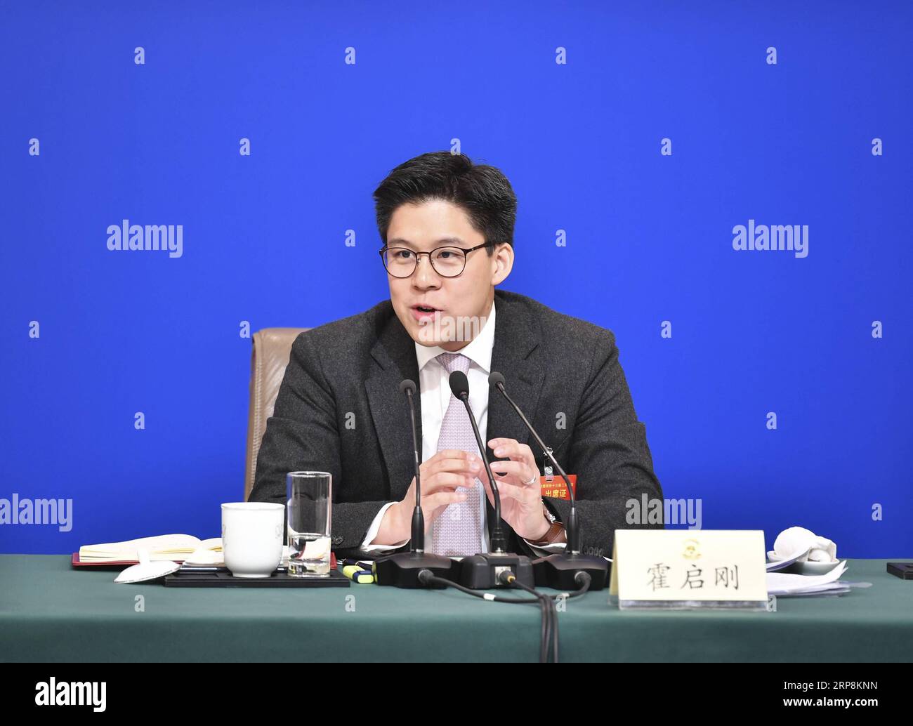 (190310) -- BEIJING, March 10, 2019 -- Kenneth Fok Kai-kong, a member of the 13th National Committee of the Chinese People s Political Consultative Conference (CPPCC), attends a press conference on political advisors performance of duties in the new era for the second session of the 13th CPPCC National Committee in Beijing, capital of China, March 10, 2019. ) (TWO SESSIONS)CHINA-BEIJING-CPPCC-PRESS CONFERENCE (CN) LixRan PUBLICATIONxNOTxINxCHN Stock Photo