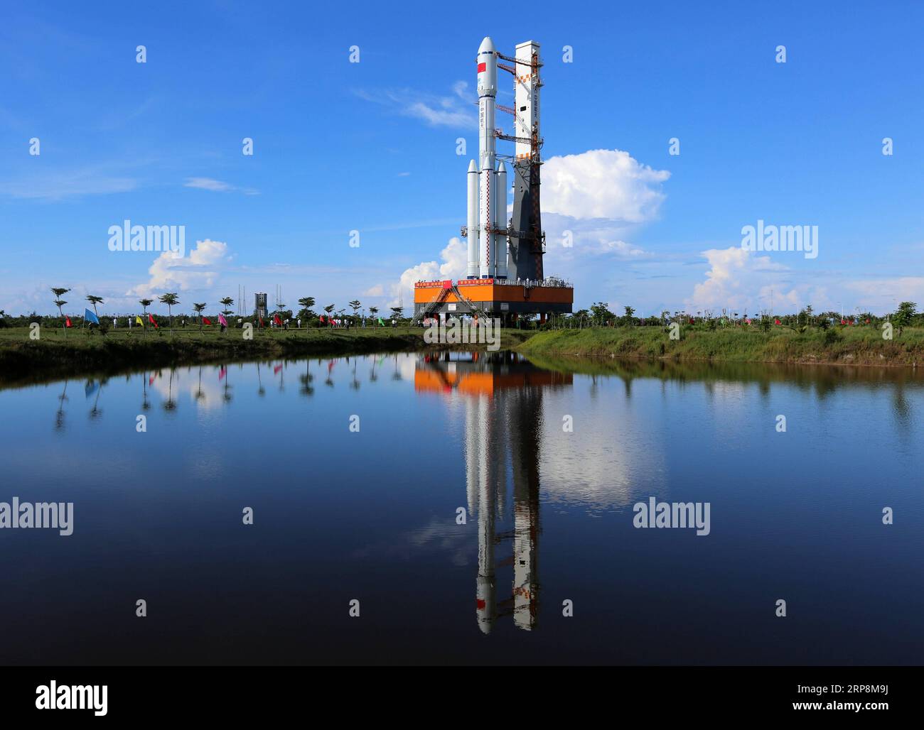 (190311) -- BEIJING, March 11, 2019 (Xinhua) -- Long March-7 carrier rocket is transferred vertically to the Wenchang Space Launch Center in Wenchang, south China s Hainan Province, June 22, 2016. With a Long March-3B rocket putting a new communication satellite into orbit on March 10, 2019, China s Long March carrier rocket series completed 300 launches, having sent more than 500 spacecraft into space since 1970. TO GO WITH: 4th LD-Writethru-China Focus: China s Long March rockets complete 300 launches (Xinhua/Li Guoli) CHINA-LONG MARCH ROCKETS-300 LAUNCHES (CN) PUBLICATIONxNOTxINxCHN Stock Photo