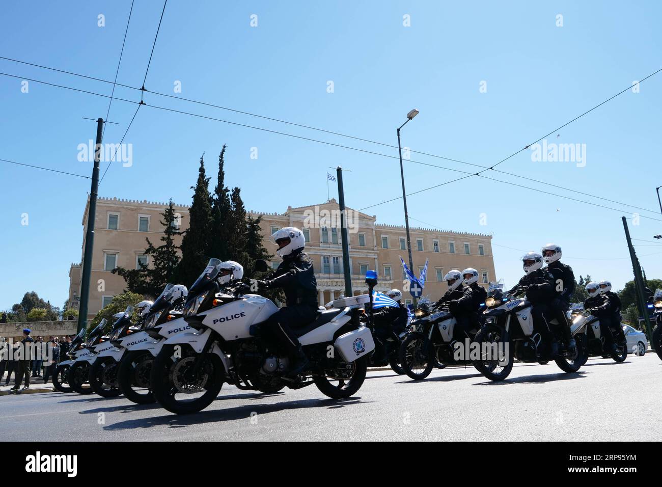 (190325) -- ATHENS, March 25, 2019 (Xinhua) -- Greek police take part in the Independence Day parade in Athens, Greece, on March 25, 2019. Greece marked on Monday the 198th anniversary of the beginning of the Greek War of Independence on March 25, 1821 against the 400-year Ottoman rule with a customary military parade in the center of Athens. (Xinhua/Li Xiaopeng) GREECE-ATHENS-INDEPENDENCE DAY-PARADE PUBLICATIONxNOTxINxCHN Stock Photo