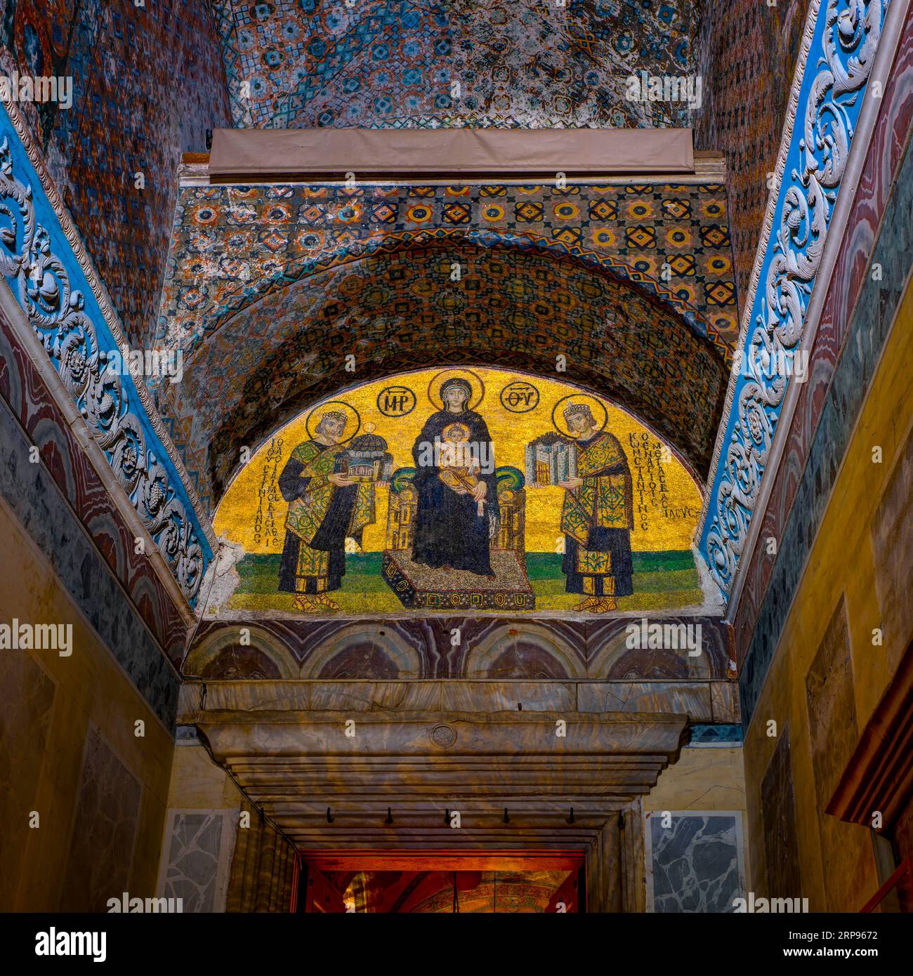 Vestibule mosaic in Hagia Sophia.  Former Greek Orthodox church. Istanbul, Turkey Stock Photo