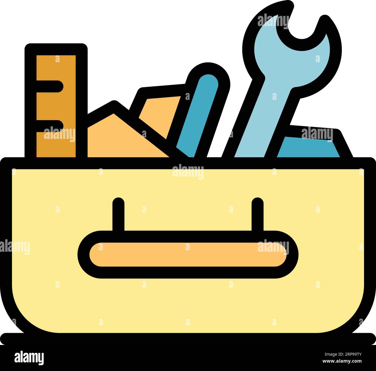 Home tool box icon outline vector. Work construction. House wood color ...