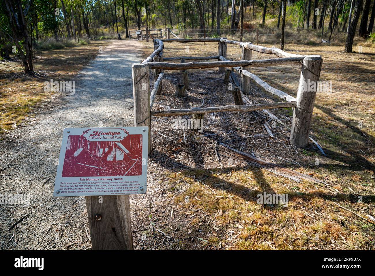 Information plaque at remains of workers camp at heritage listed