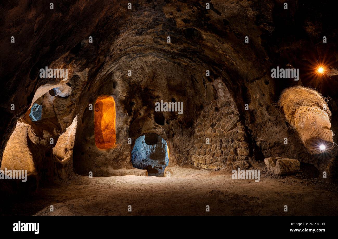 Mazi Underground City (Mazı Yeraltı Şehri). Cappadocia, Turkey Stock Photo