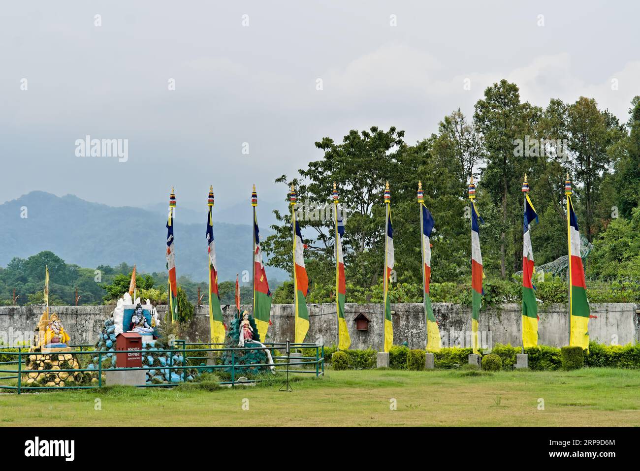 05.16.2023. Siliguri West Bengal India Asia. statue of lord shiva placed in a lawn inside a budhdhist monastery Stock Photo