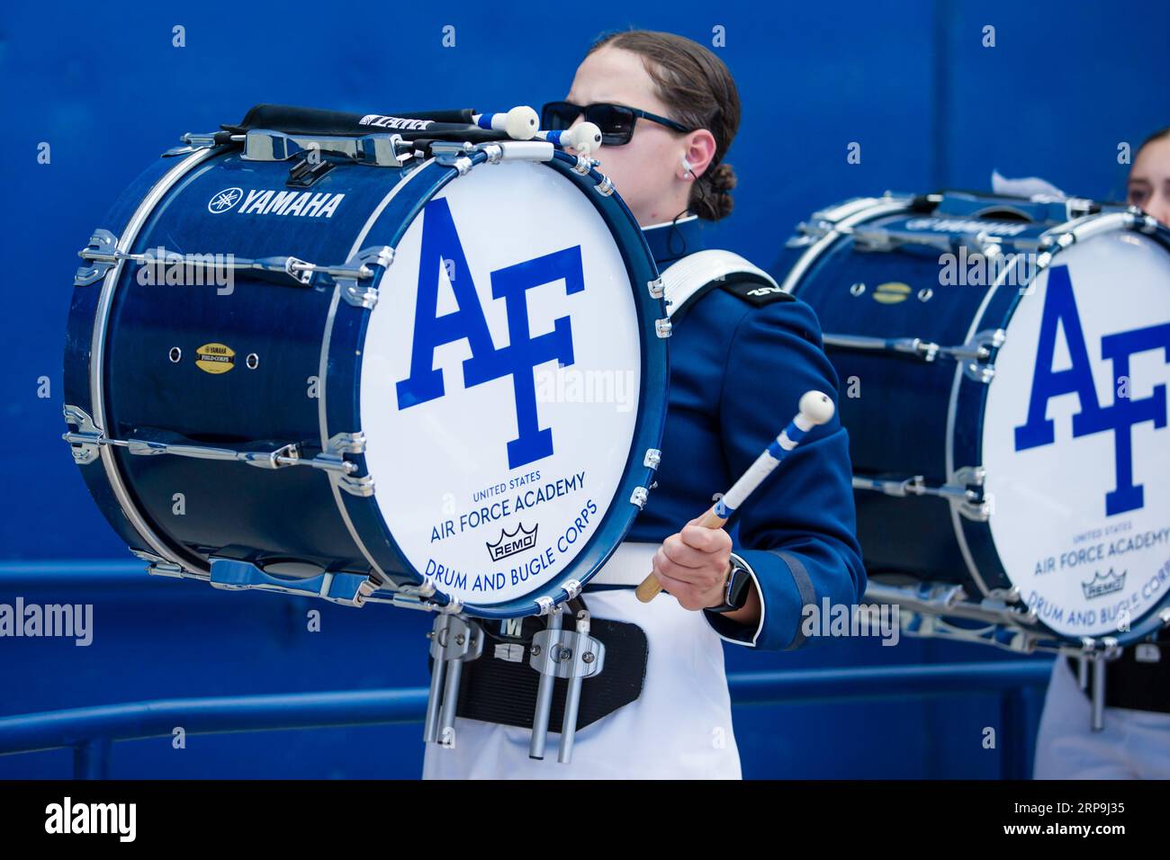 September 02, 2023 The Air Force Drum and Bugle Corps during a regular