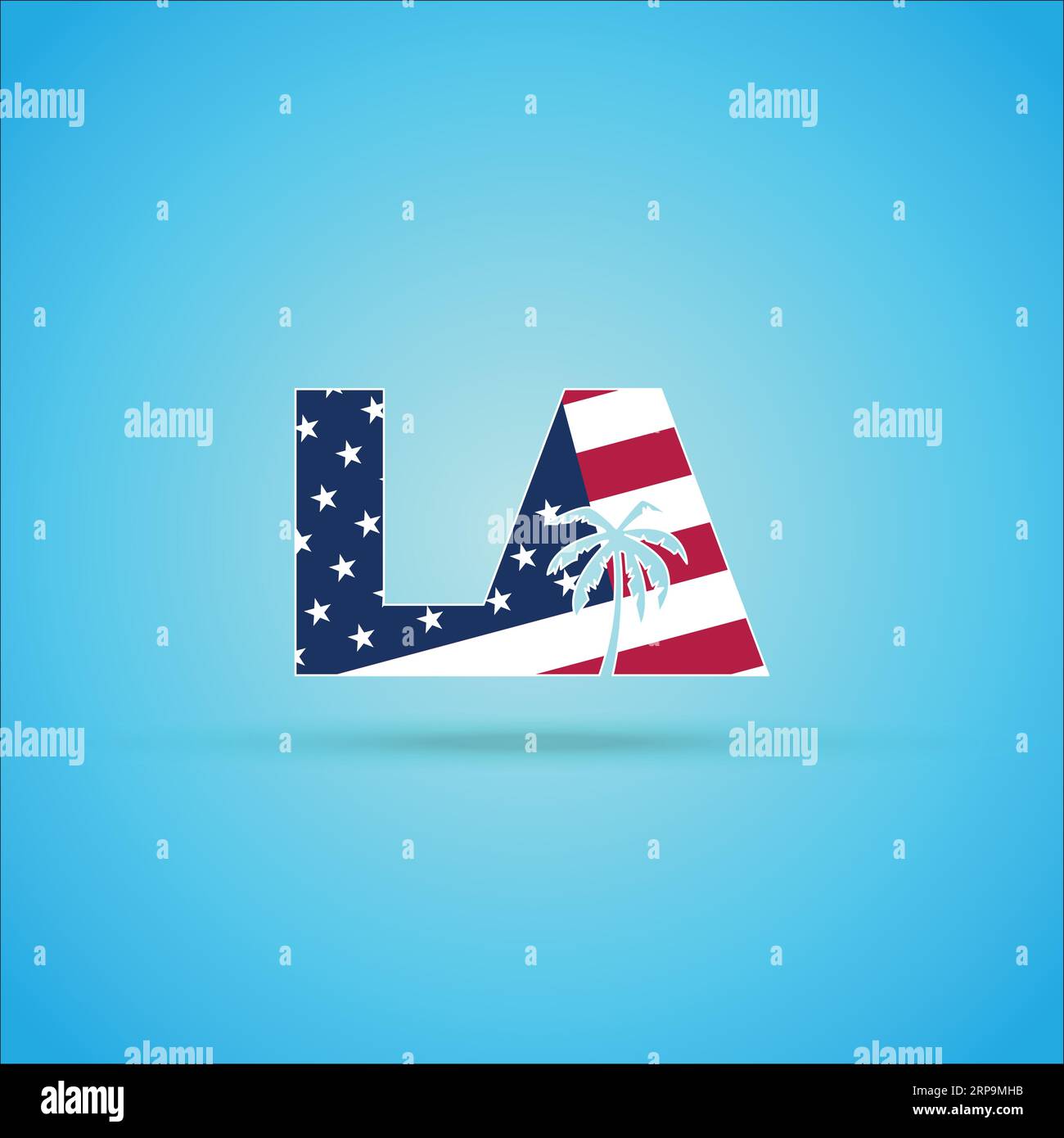 LA flag and palm abstract background Stock Vector