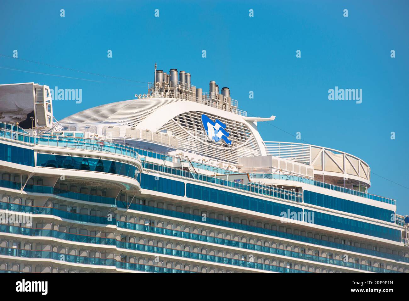 Regal Princess by Princess Cruise Line docked at Boston Cruise Port in Seaport District, city of Boston, Massachusetts MA, USA. Stock Photo