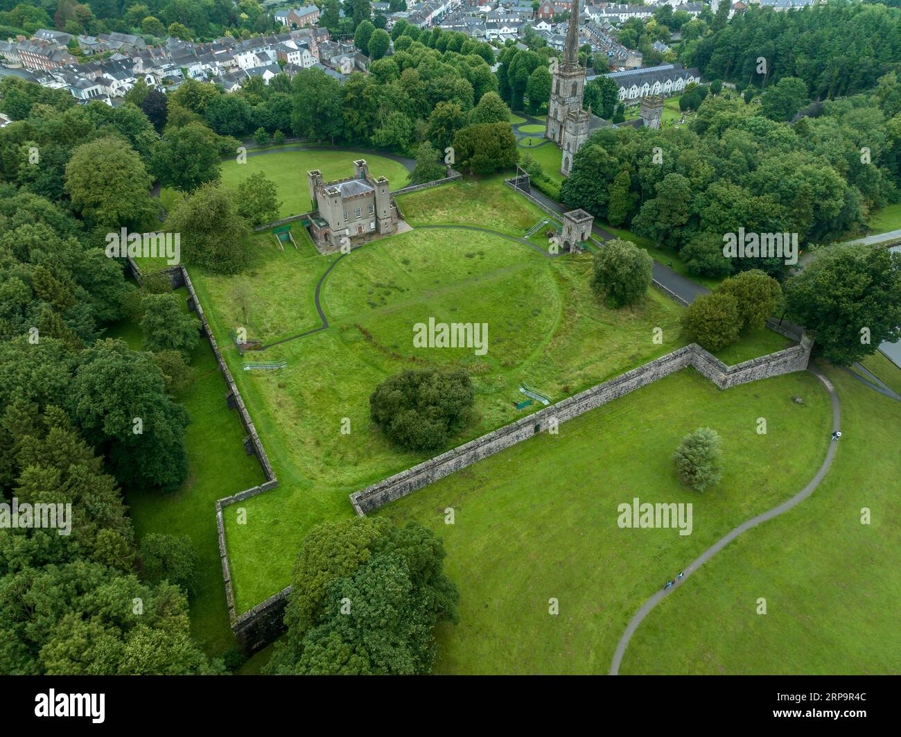 Aerial view of Hillsborough castle, four bastion artillery fort in