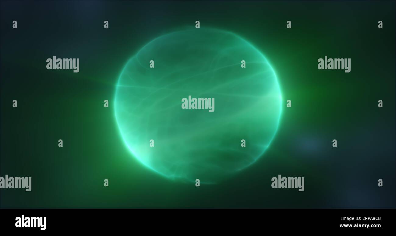 Abstract green energy sphere round glowing magical digital futuristic ...