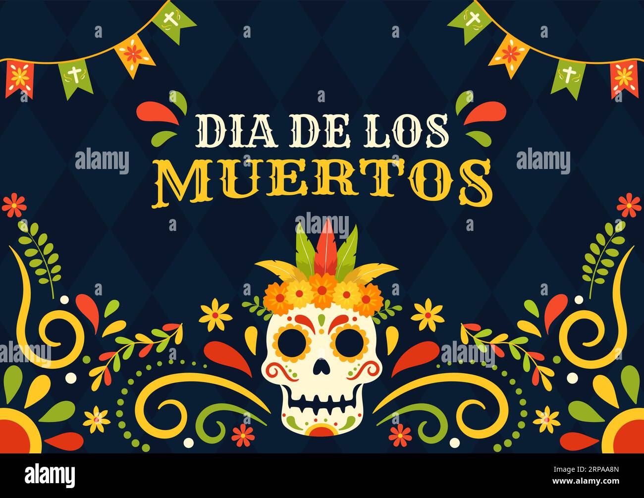 Dia de Los Muertos Vector Illustration with Day of the Dead, Play Music ...
