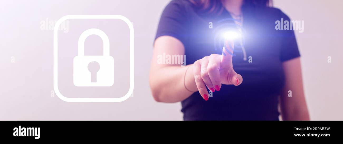 digital security concept, cybersecurity button with Stock Photo