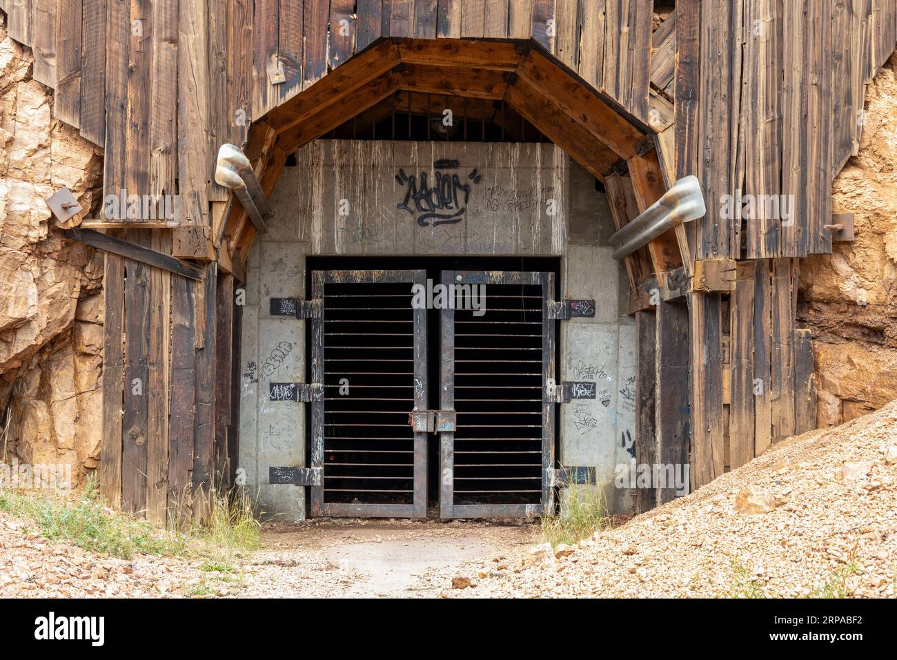 Entrance to abandoned mine in Colorado Stock Photo