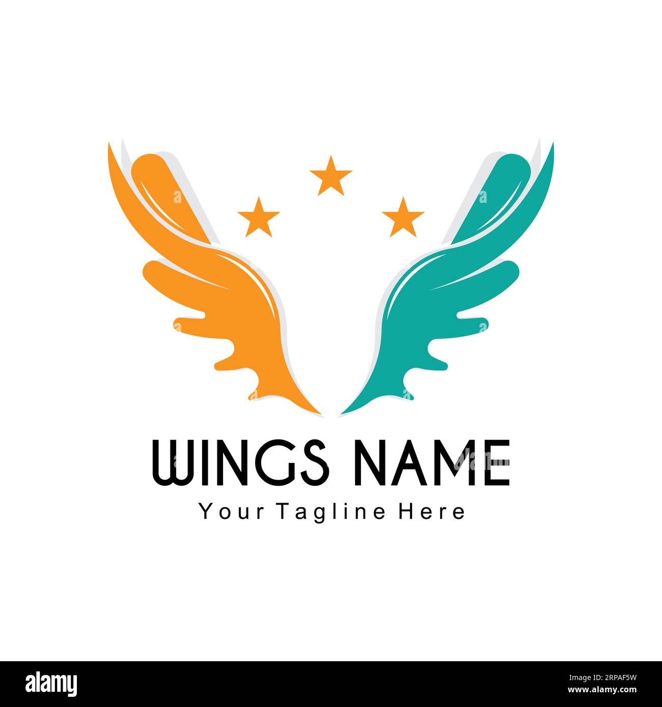 Wings Logo Design, Shield Wings Vector, Bird Feather Illustration Stock