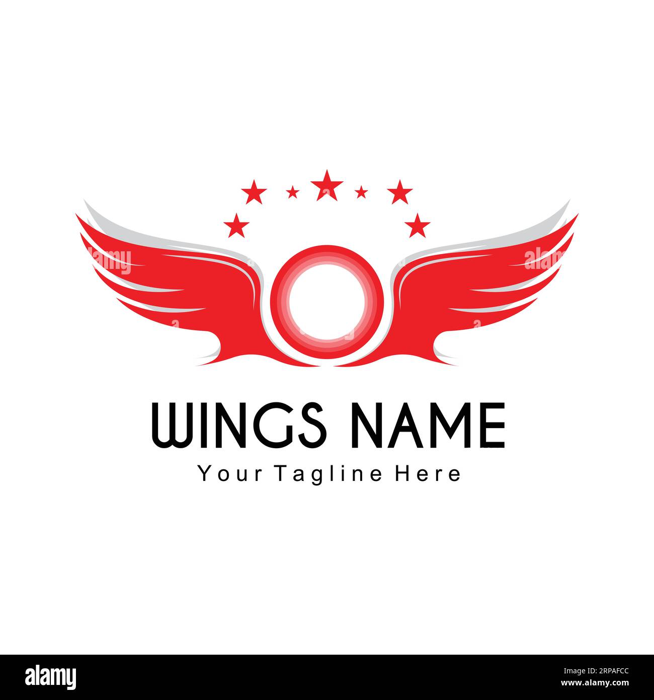 Wings Logo Design, Shield Wings Vector, Bird Feather Illustration Stock