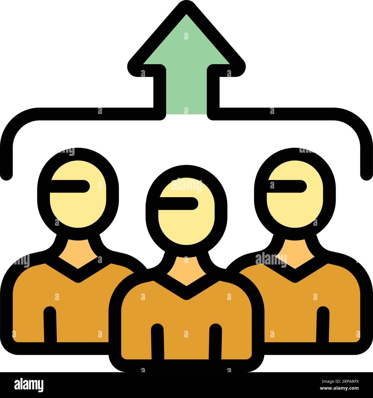 Increase population icon outline vector. Team trend. Social data color ...