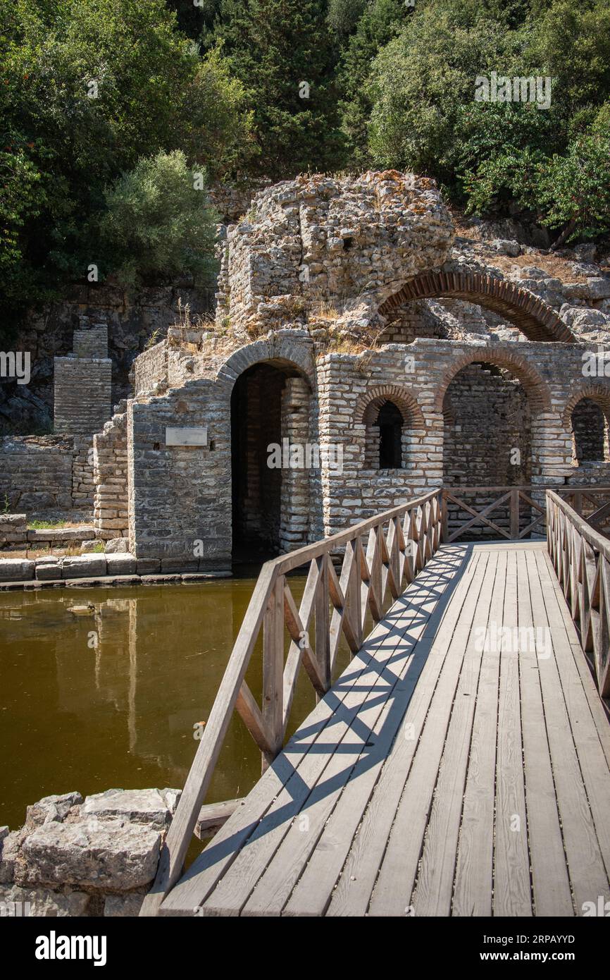Vertical Ancient Monument in Butrint National Park. Stony Ruin ...