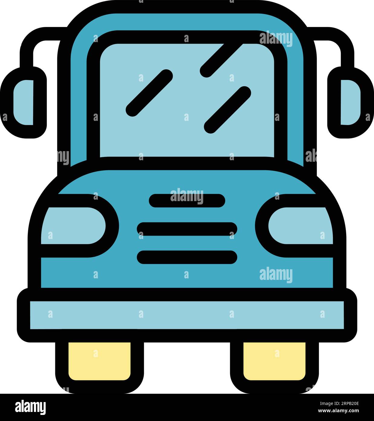New school bus icon outline vector. Face protection. Student safety