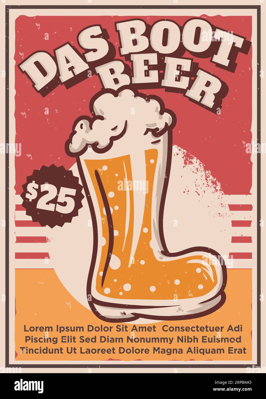 das boot beer promotional poster template. vintage sstyle vector flyer vector format Stock Vector