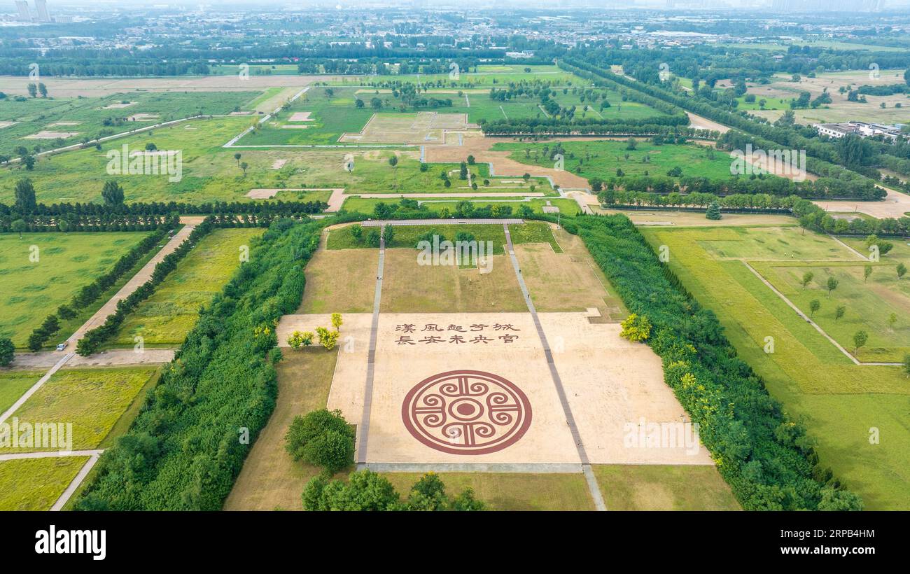 Aerial photo shows the Han Chang'an City Site in Xi'an City, northwest ...