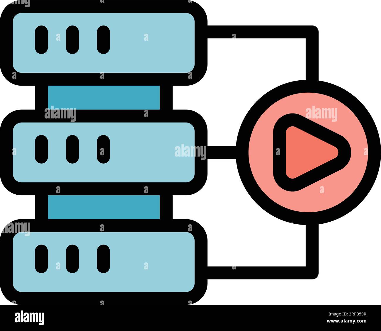 Server gamer data icon outline vector. Online game. Console device color flat Stock Vector