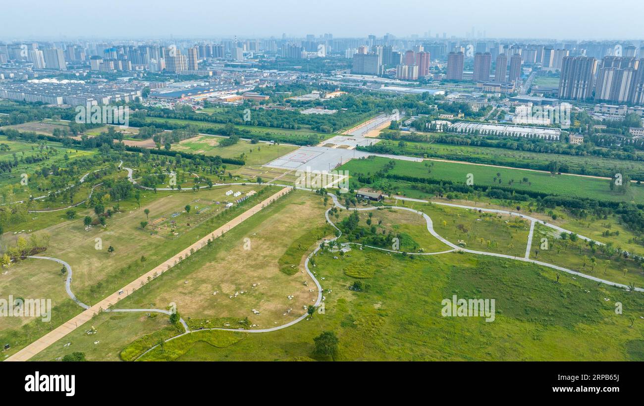 Aerial photo shows the Han Chang'an City Site in Xi'an City, northwest ...
