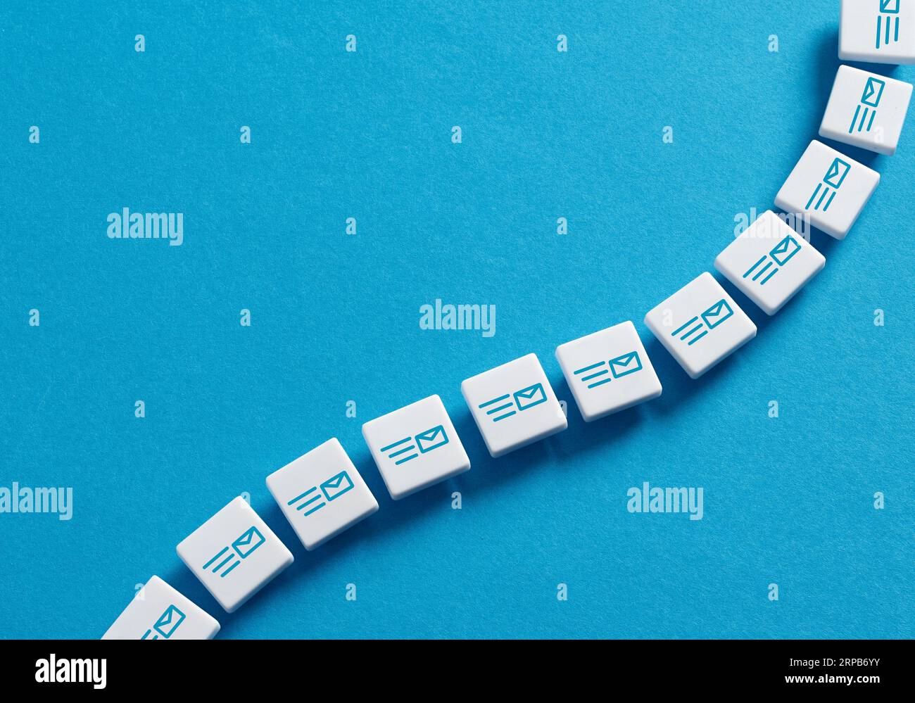 Chain mail concept. Spamming or spam email. E mail marketing. Sending an e-mail. Chain of letters. Continuous flow of incoming email messages. Referra Stock Photo
