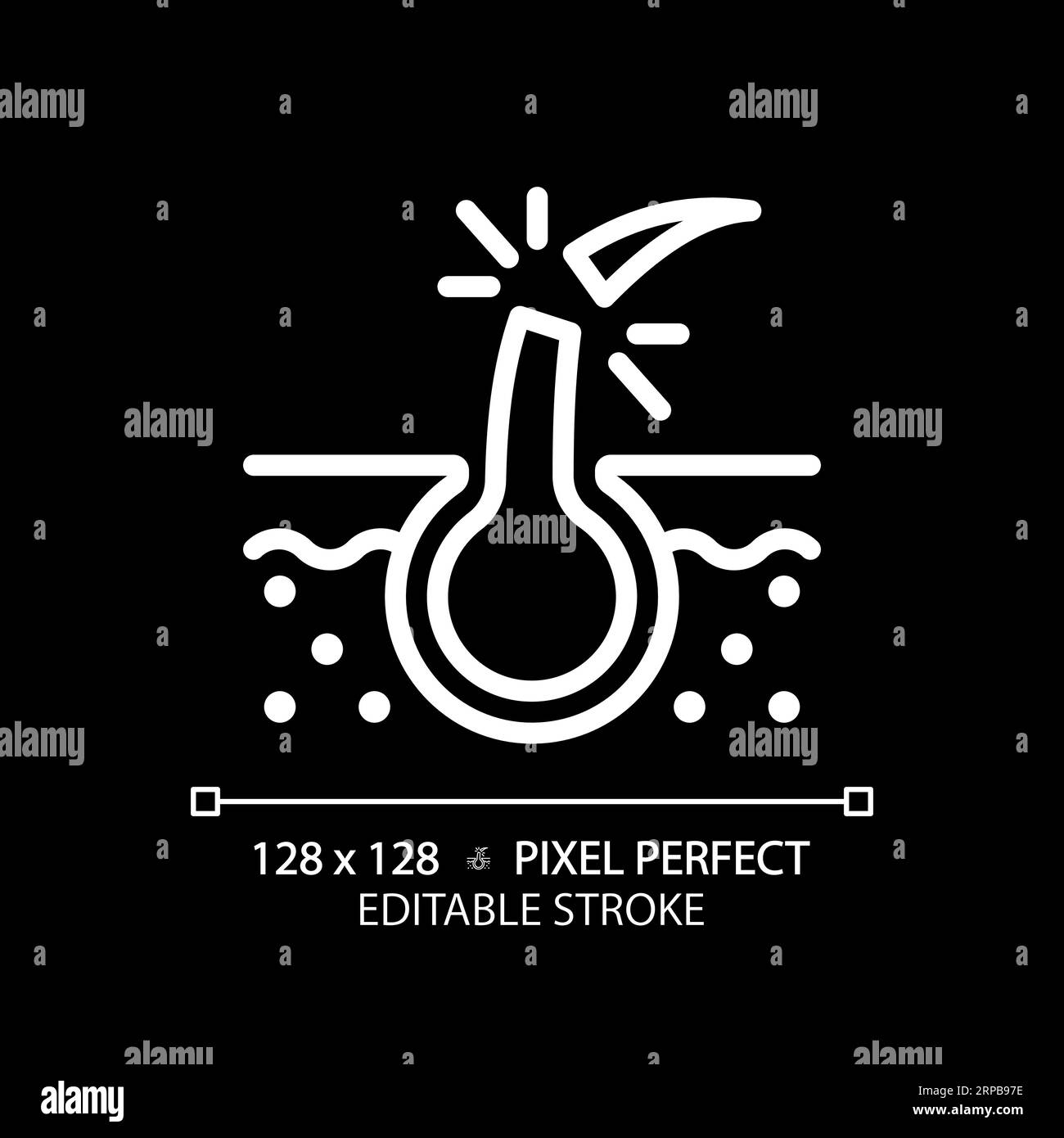 Customizable broken hair thin linear white icon Stock Vector