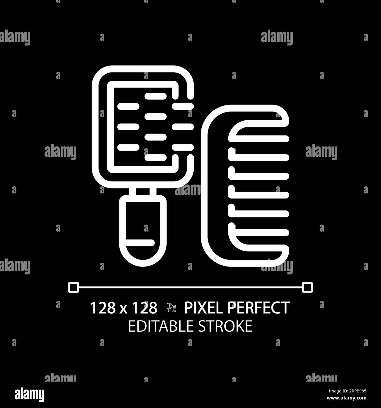 Customizable hairbrushes thin linear white icon Stock Vector