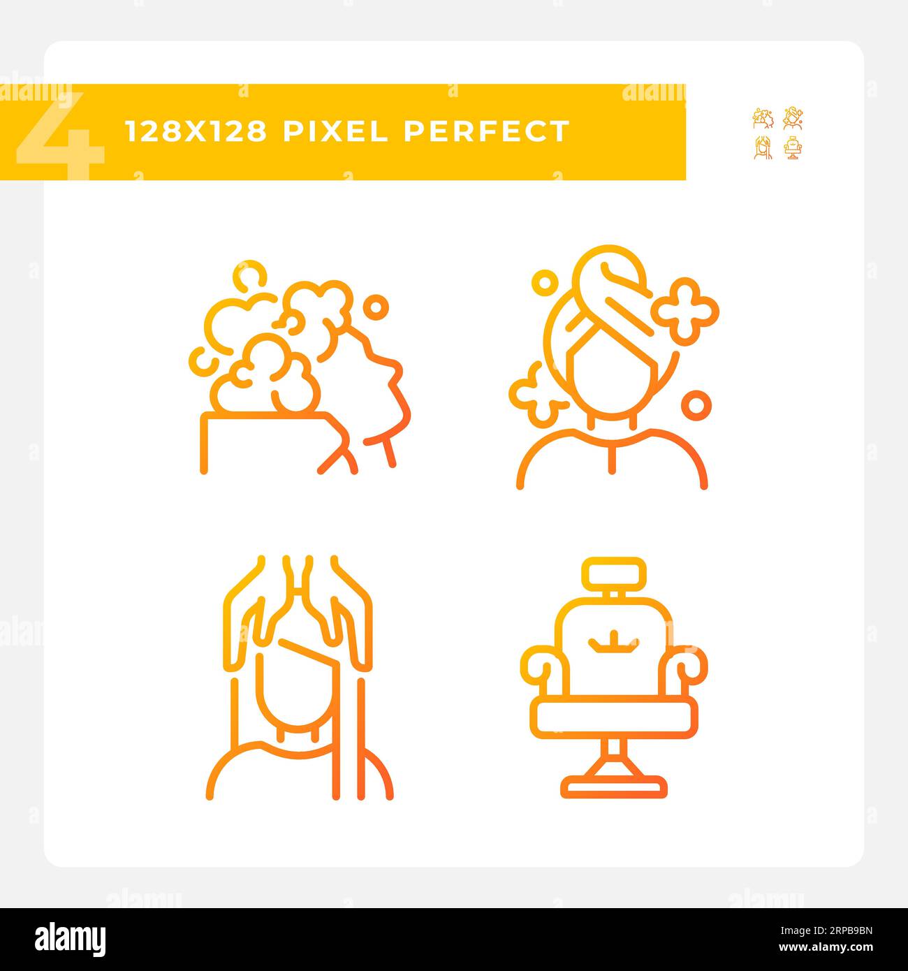 2D pixel perfect haircare gradient icons pack Stock Vector