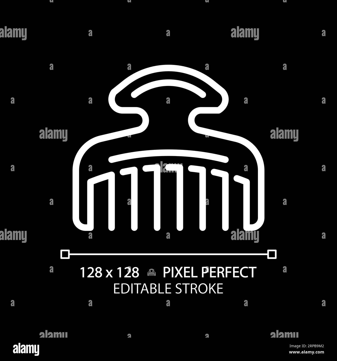 Customizable hair comb thin linear white icon Stock Vector