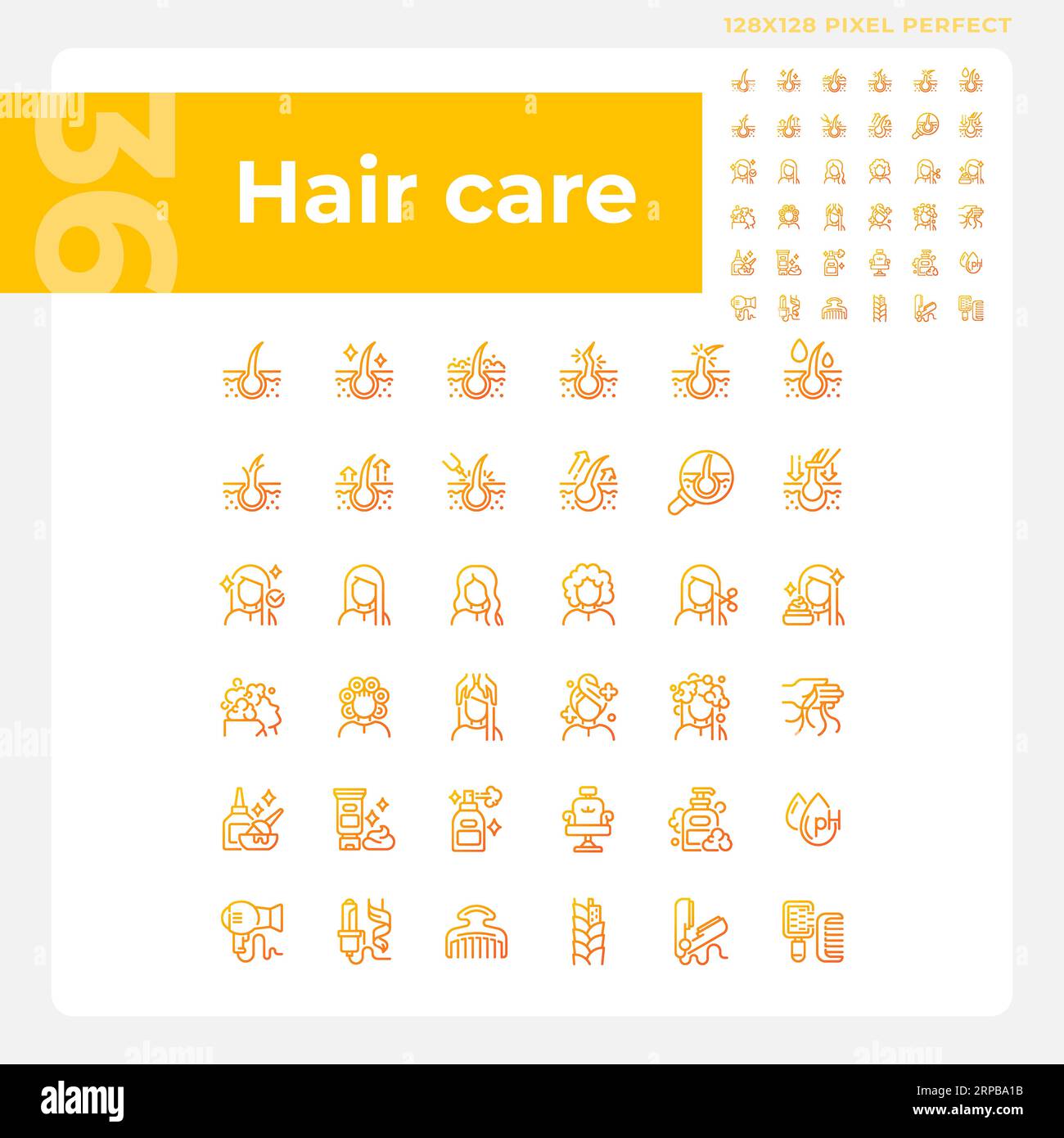 Pixel perfect gradient haircare icons collection Stock Vector