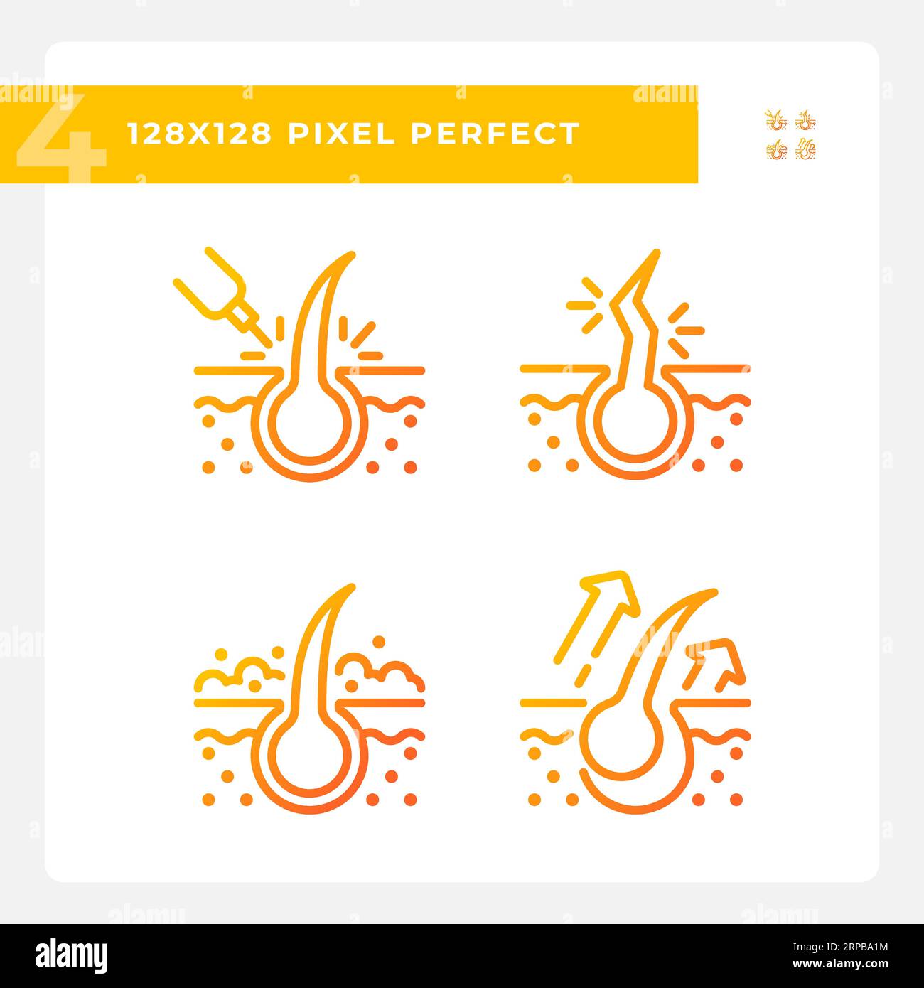 Pixel perfect haircare gradient icons set Stock Vector