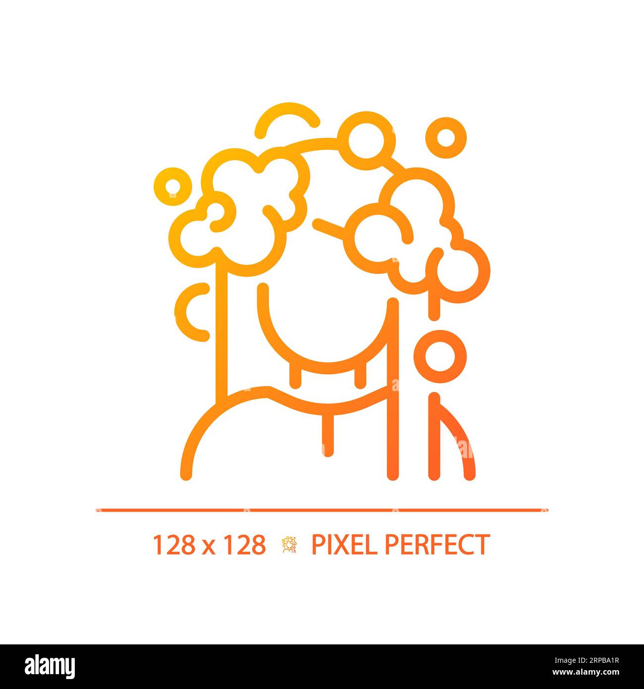 2D woman with foam hair wash thin line gradient icon Stock Vector Image