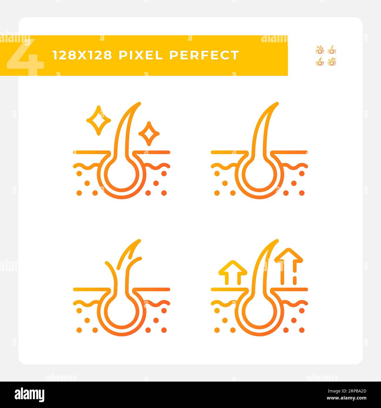 Pixel perfect gradient haircare icons set Stock Vector