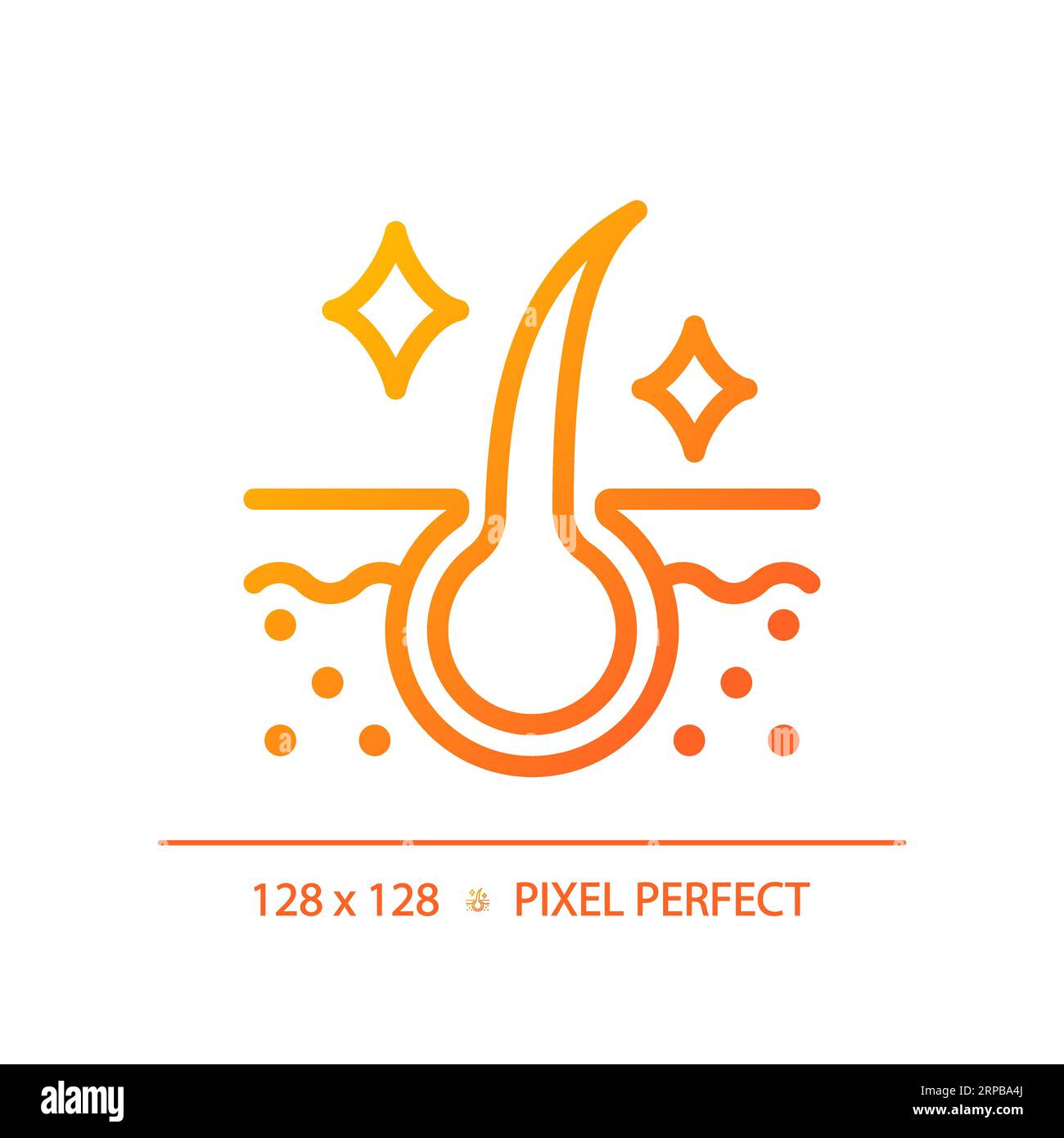 2D shiny hair thin linear gradient icon Stock Vector
