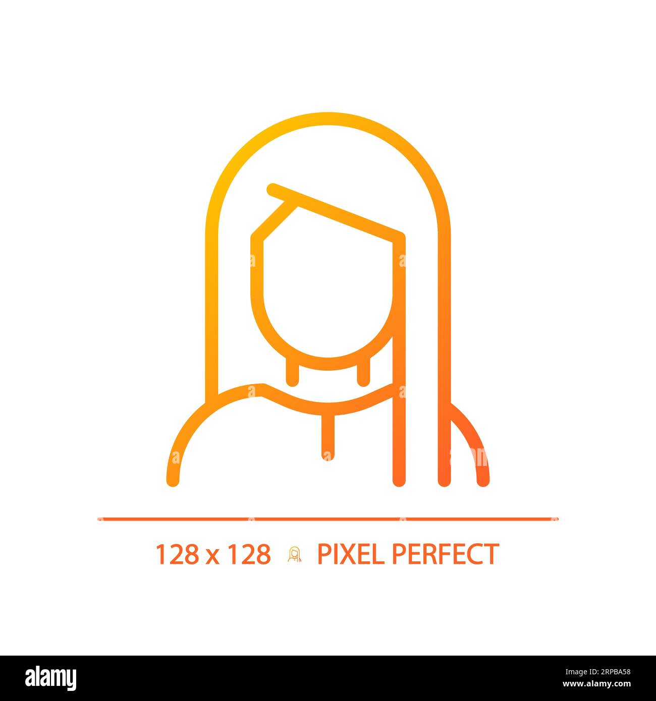 2D woman with straight hairstyle linear gradient icon Stock Vector