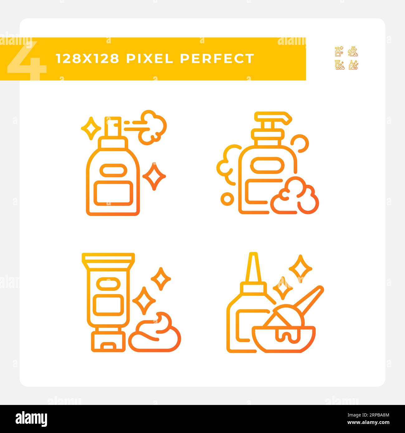 Pixel perfect haircare gradient icons pack Stock Vector