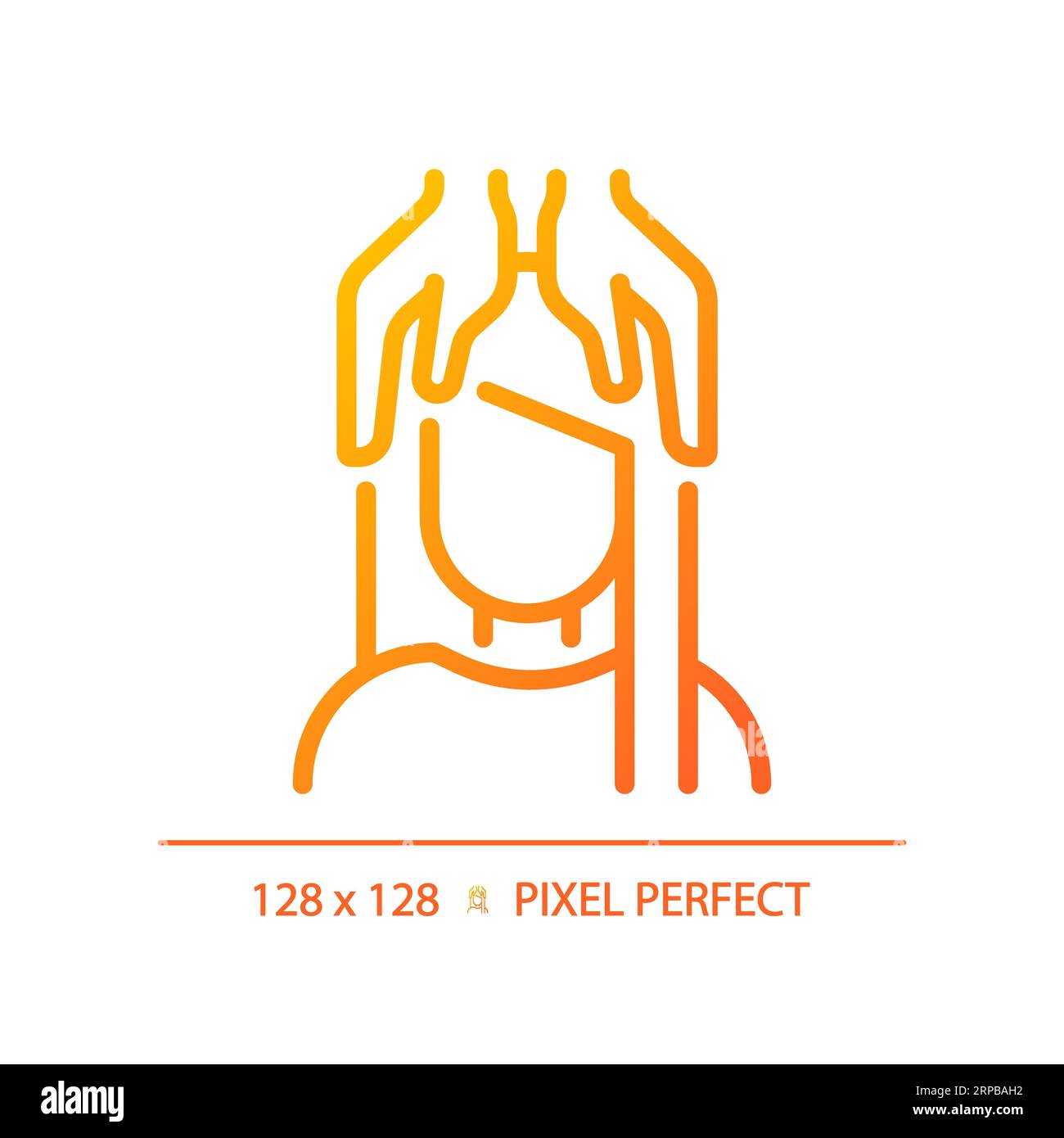 2D woman with head massage thin line gradient icon Stock Vector