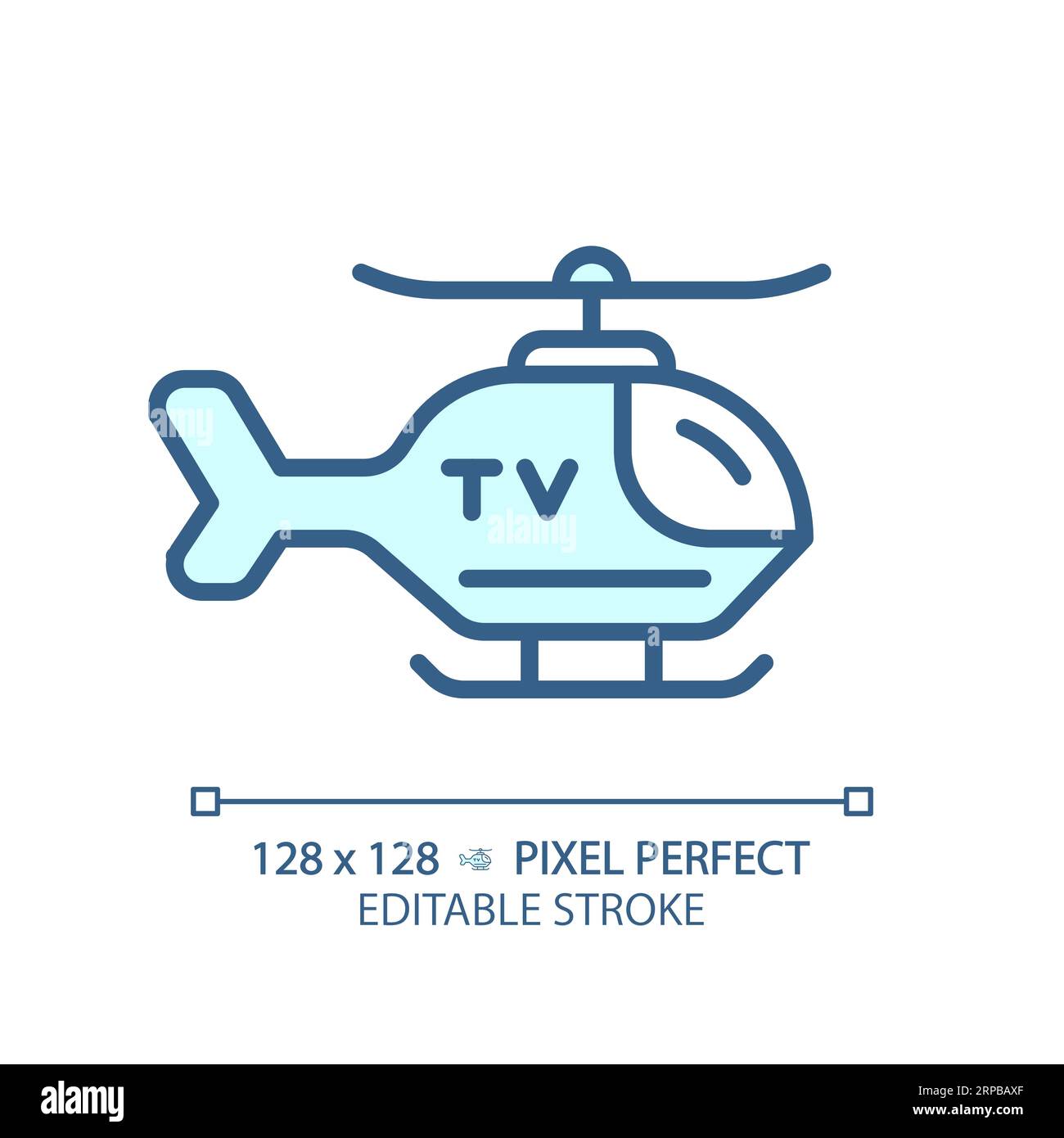 2D customizable thin linear blue news helicopter icon Stock Vector