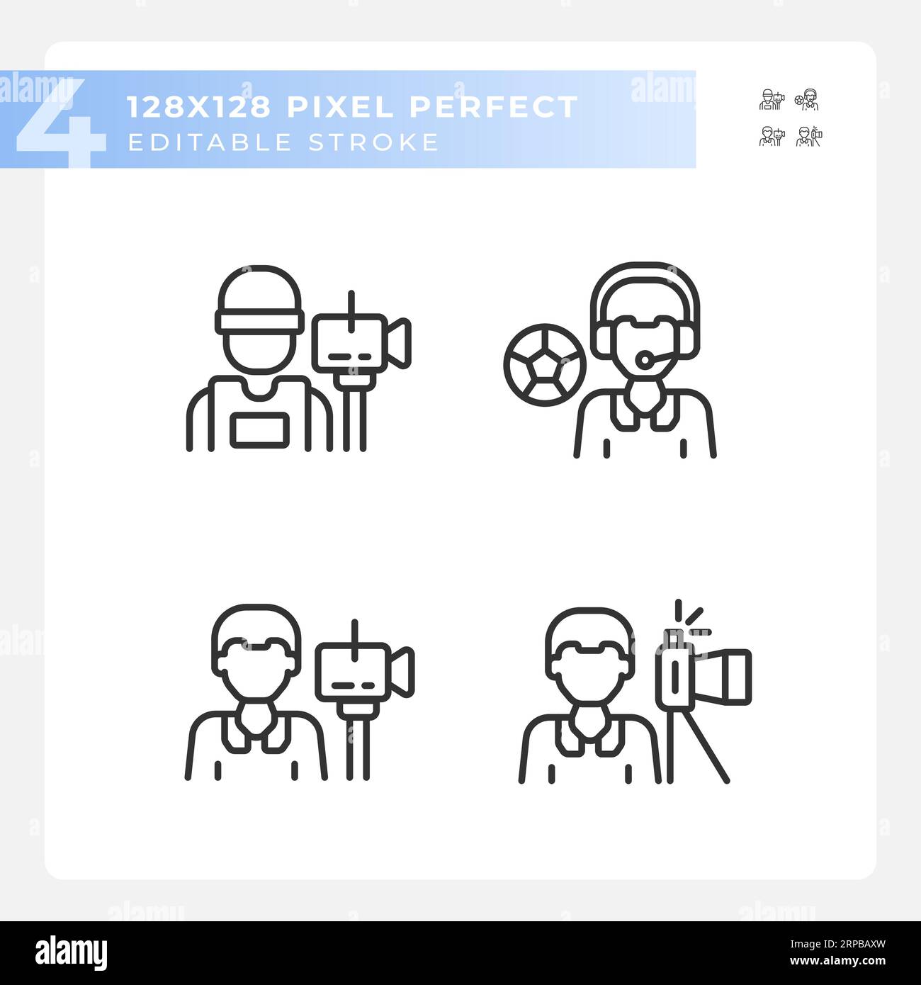2D editable black journalism icons set Stock Vector