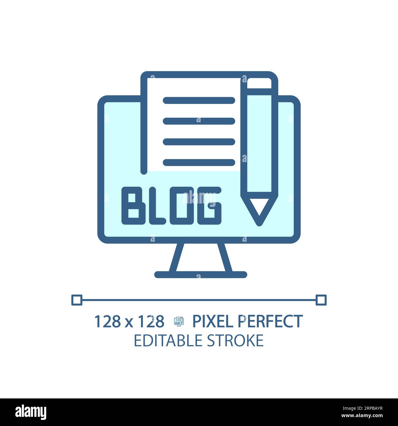 2D customizable thin linear blue blog icon Stock Vector