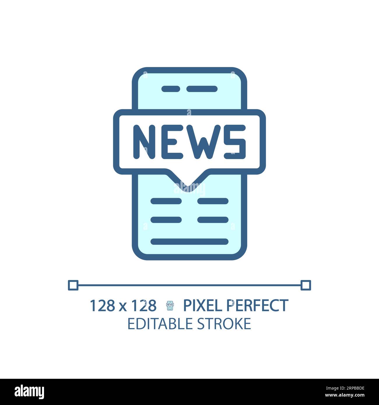 2D customizable thin linear blue mobile news icon Stock Vector