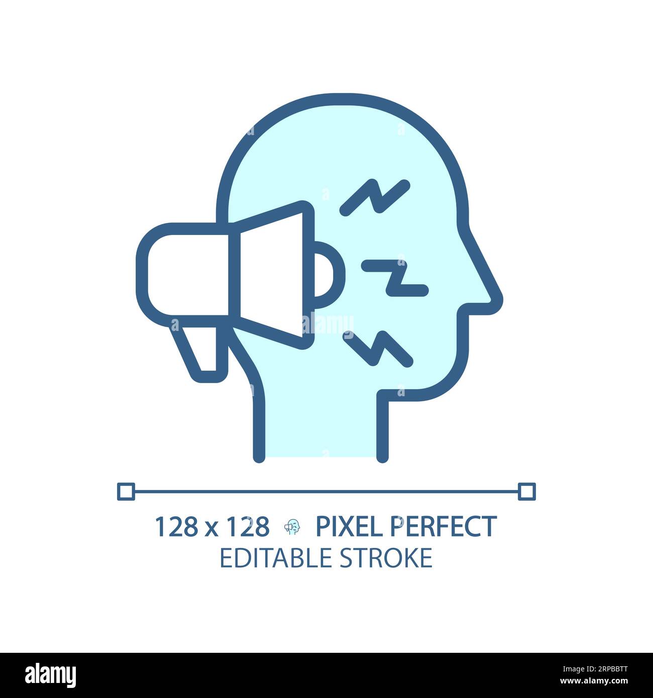 2D customizable thin linear blue public speaker icon Stock Vector