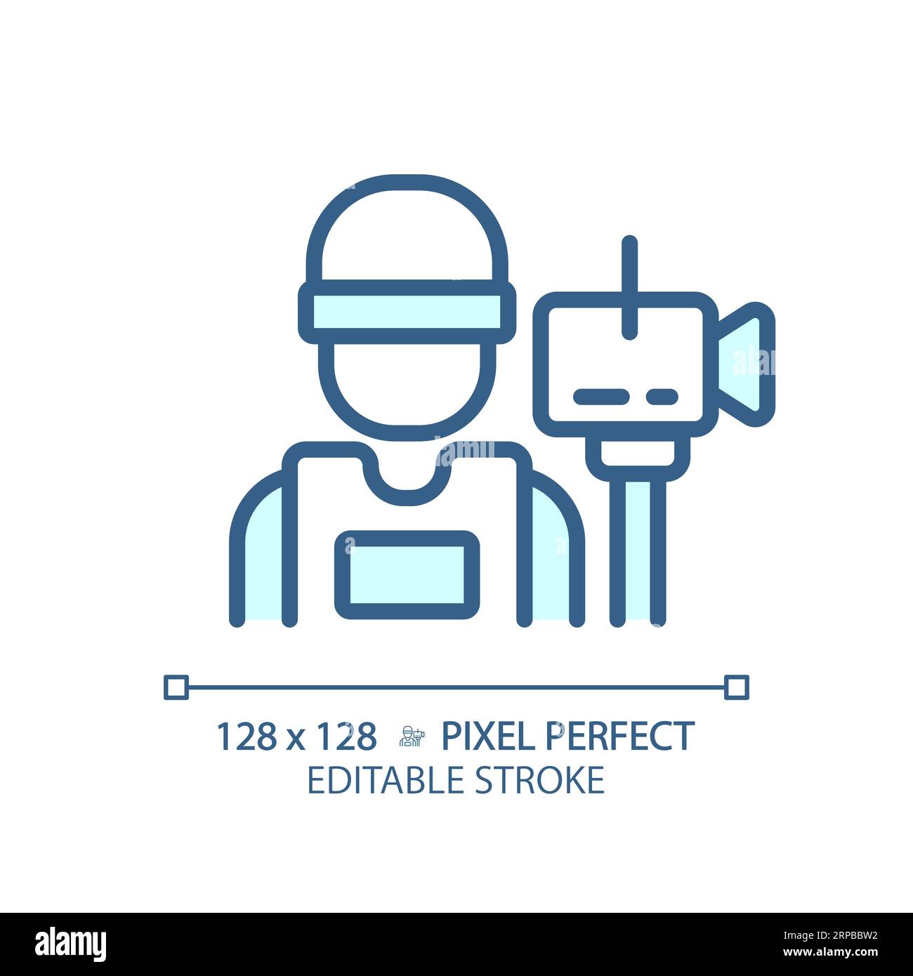2D customizable thin linear blue cameraman icon Stock Vector Image ...