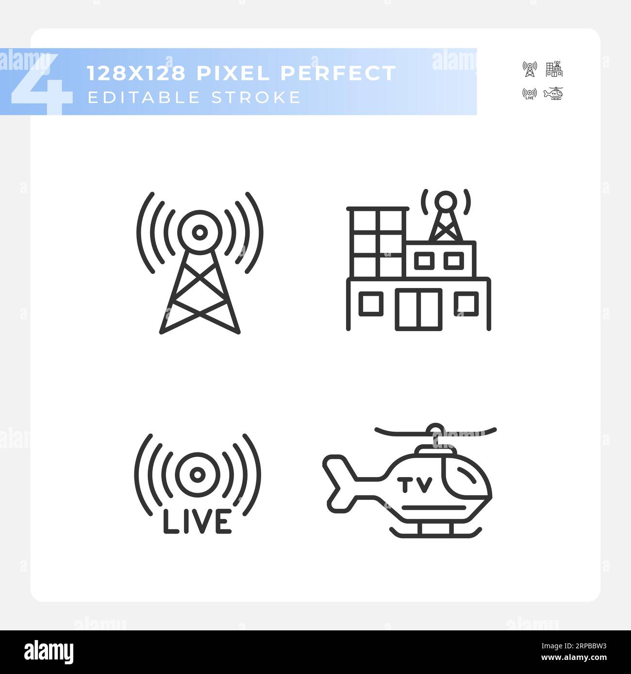 Editable pixel perfect journalism linear icons set Stock Vector