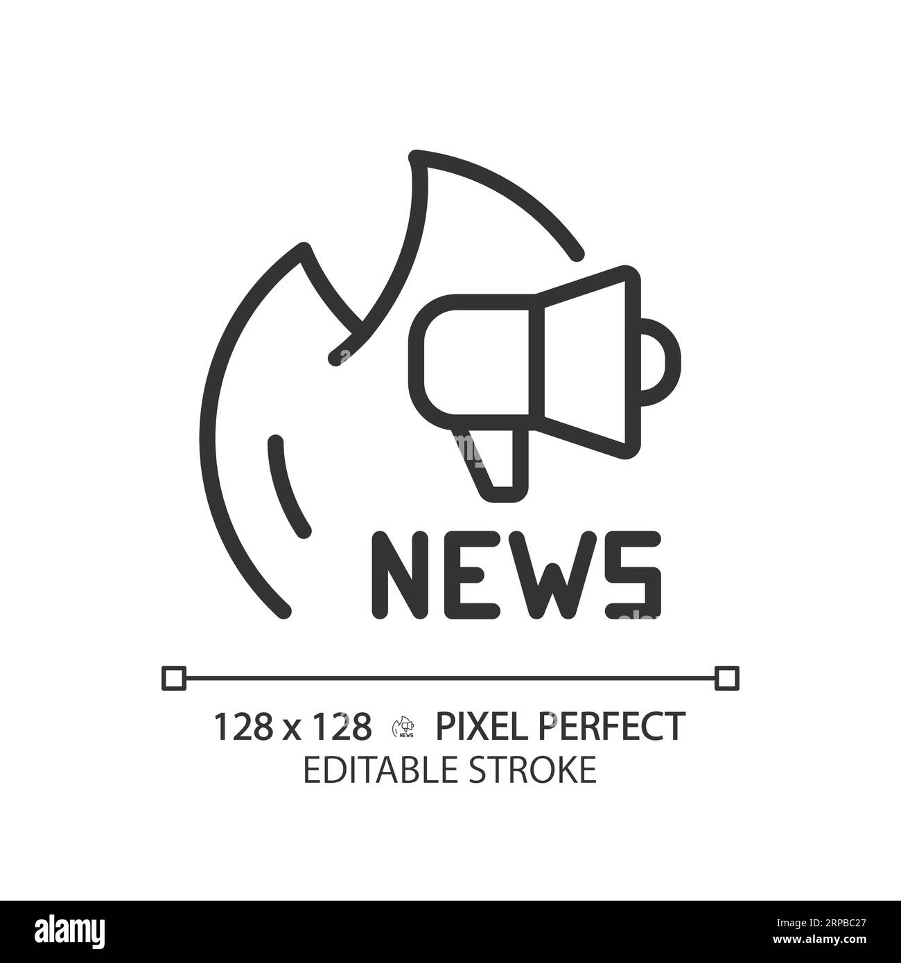 2D customizable thin linear black news broadcast icon Stock Vector ...