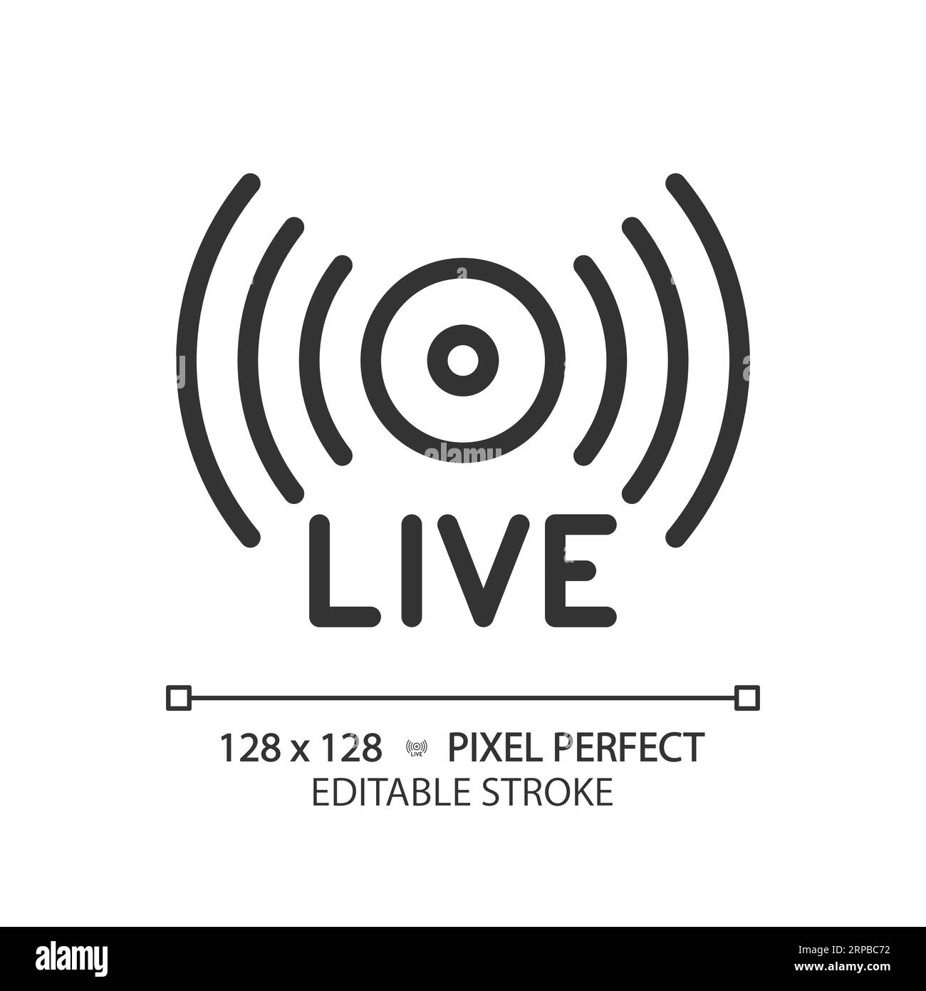 2D customizable thin linear black live stream icon Stock Vector Image