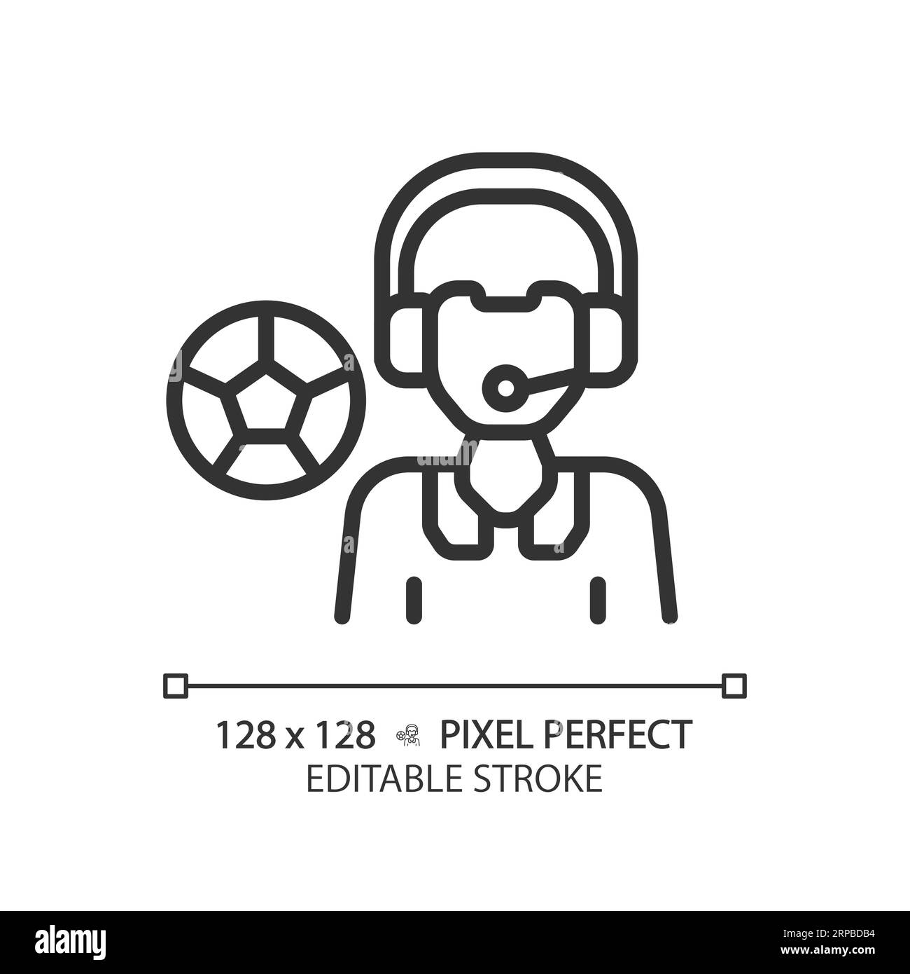 2D customizable thin linear black sport newscaster icon Stock Vector ...