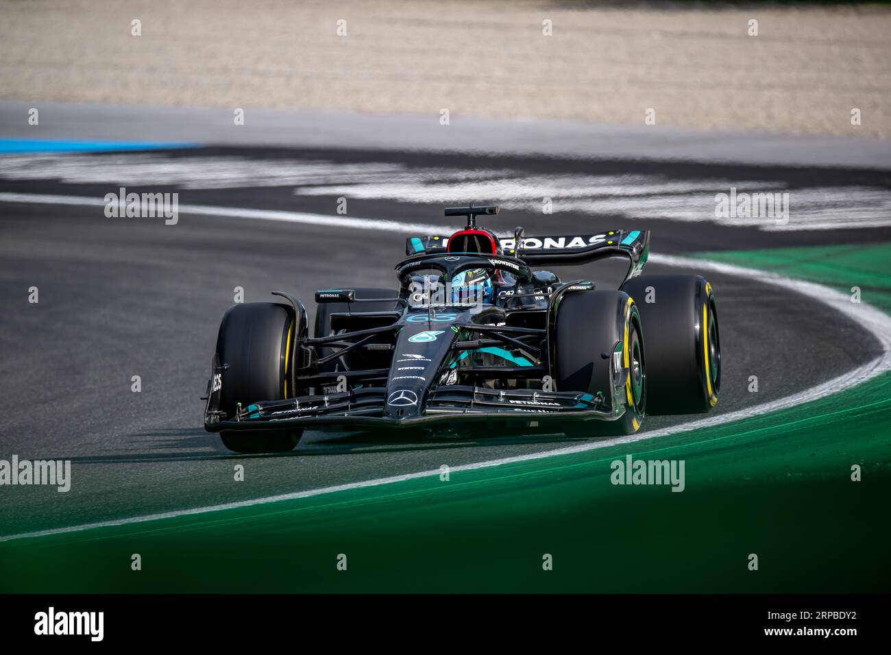 MONZA CIRCUIT, ITALY - SEPTEMBER 01: George Russell, Mercedes F1 F1 W14 during the Italian Grand Prix at Monza Circuit on Friday September 01, 2023 in Monza, Italy. (Photo by Michael Potts/BSR Agency) Stock Photo